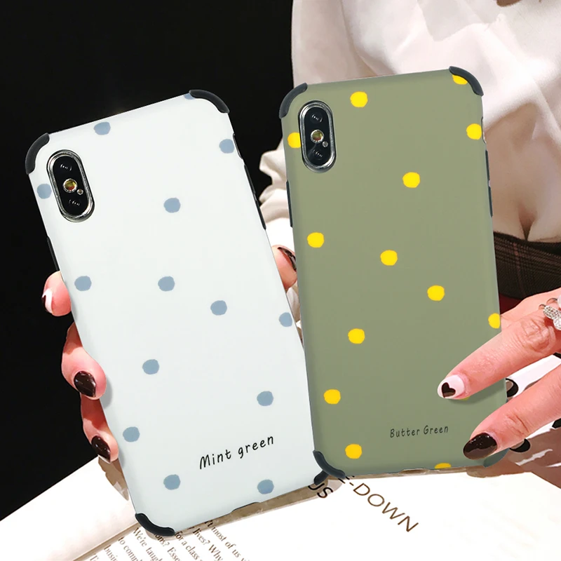

Matte shockproof edge phone Case For iphone XS Max XR X XS 6 6s 7 8 Plus cute Wave point pattern Phone Cover Protect Shell Cases