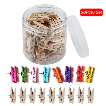 

50PCS 3.5cm Creative Wooden Push Pins Clips for Home Office Kitchen Workplace School Classroom Wall Photos Cork Maps Board