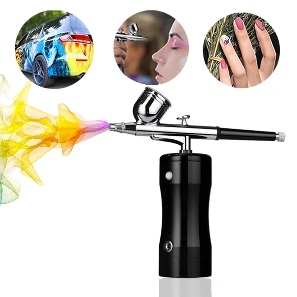Перезаряжаемый портативный комплект аэрографа двойного действия, беспроводной воздушный компрессор, пистолет-распылитель для макияжа, маникюрный аппарат для нанесения временных татуировок