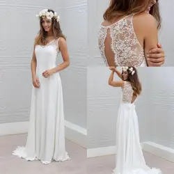 2019 Vestidos De Novia простое богемное пляжное свадебное платье белое шифоновое свадебное платье сексуальное кружевное платье с v-образным вырезом