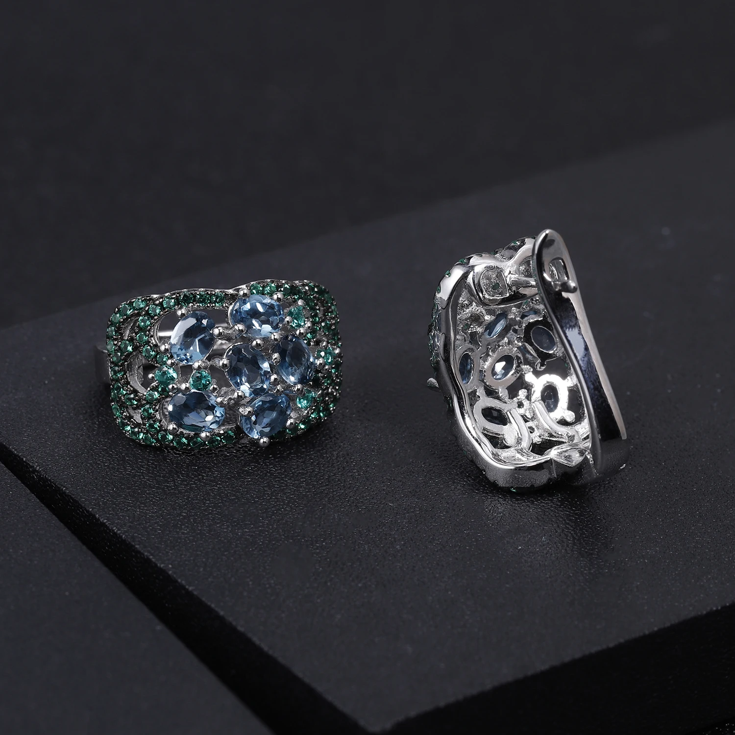 GEM'S BALLET, 2.5Ct, натуральный Лондонский голубой топаз, клипсы, серьги, 925 пробы, серебро, Винтажные серьги с драгоценным камнем для женщин, хорошее ювелирное изделие