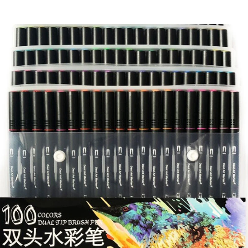 

100 Color Watercolor Markers for Drawing Painting Set Professional Water Coloring Brush Pen Set Dual Tip for School Art Supplies