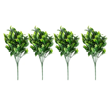 

4Pcs Green Artificial Plant for Garden Shrub Fake Grass Eucalyptus Orange Leaf Artificial Plant for Home Decoration