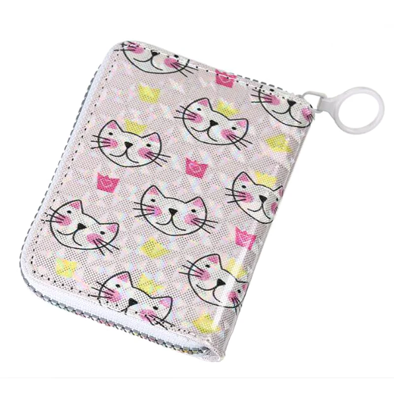 Cute Kitty Прямая поставка, короткий Стильный полиуретановый кошелек с изображением единорога, животных из мультфильма, для подростков, Kawaii, Студенческая ID, кредитная карта, портмоне, кошелек, сумка для мелочи - Цвет: Cute Kitty