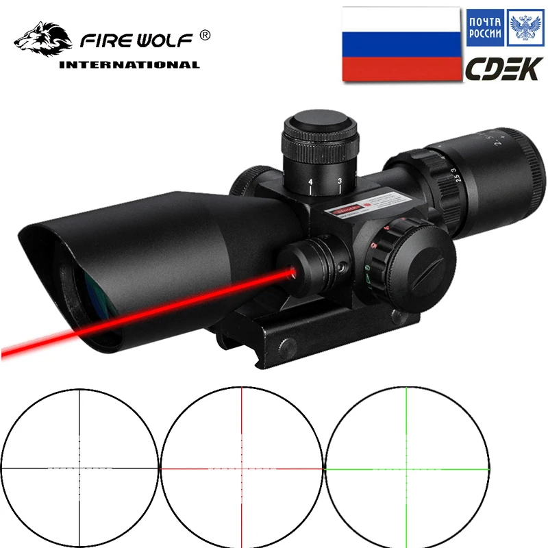 Тактический прицел Fire wolf 2 5 10X40 с красной и зеленой подсветкой красным лазером Охотничья оптика
