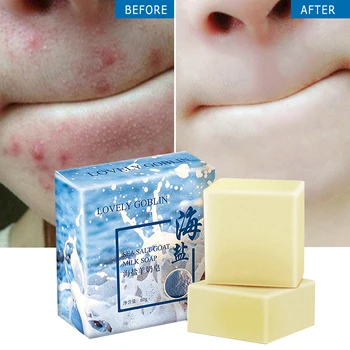 

65g Sea Salt De-Mite Control Sulfur Facial Cleanser Goat Milk Soap Moisturizing Clean Skin Cleansing Soap Basic Skin Care TSLM1