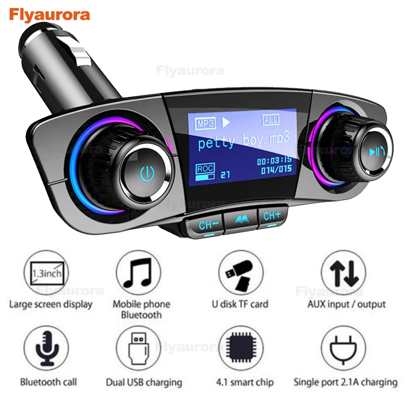 Автомобильный MP3-плеер USB модулятор Bluetooth fm-передатчик светодиодный двойной USB Мобильный телефон громкой связи дисплей зарядное устройство беспроводной музыкальный аудио