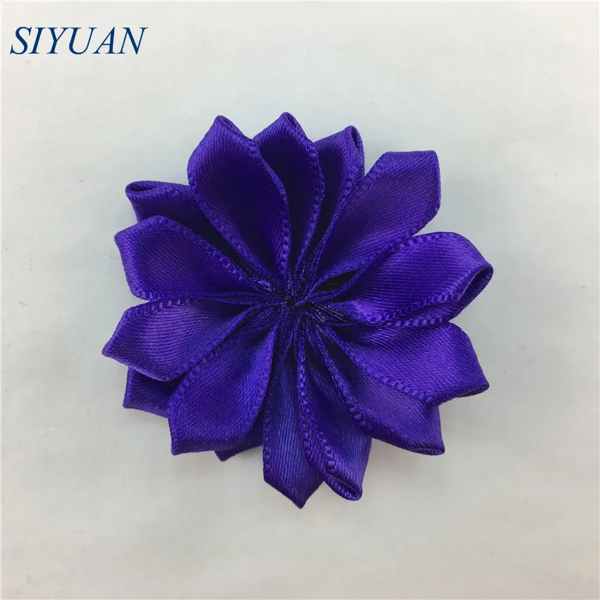 purple 10 шт./лот, 4 см, многослойный лепесток, атласный цветок, мини швейный декор, цветок с зажимом для волос, Детские милые головные уборы, аксессуары TH241 - Цвет: purple