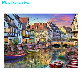 

Venice Urban House rivers Diamond Painting Scenic Round Full Drill Nouveaute DIY Mosaic Embroidery 5D Cross Stitch home decor
