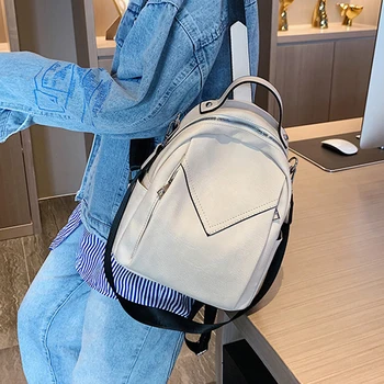 

Causal Women Leather Backpack Female V Pattern Shoulder Bag White School Backpack for Teenage Girl Travel Tote Back Bag Mochilas
