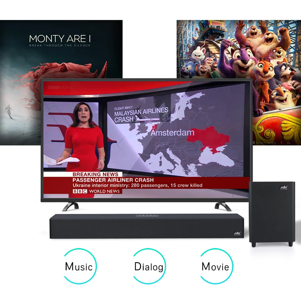 100W TV SoundBar 2.1 Bluetooth Speaker 5.0 Home