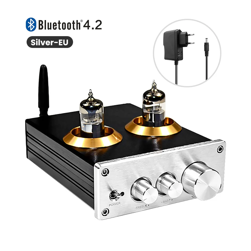 AIYIMA Stereo Buffer 6J5 (Upgrade 6J1) Bluetooth 4.2 Tube Preamplifier HiFi Amplifier Preamp With Treble Bass Tone Ajustment amp for bass guitar Audio Amplifier Boards