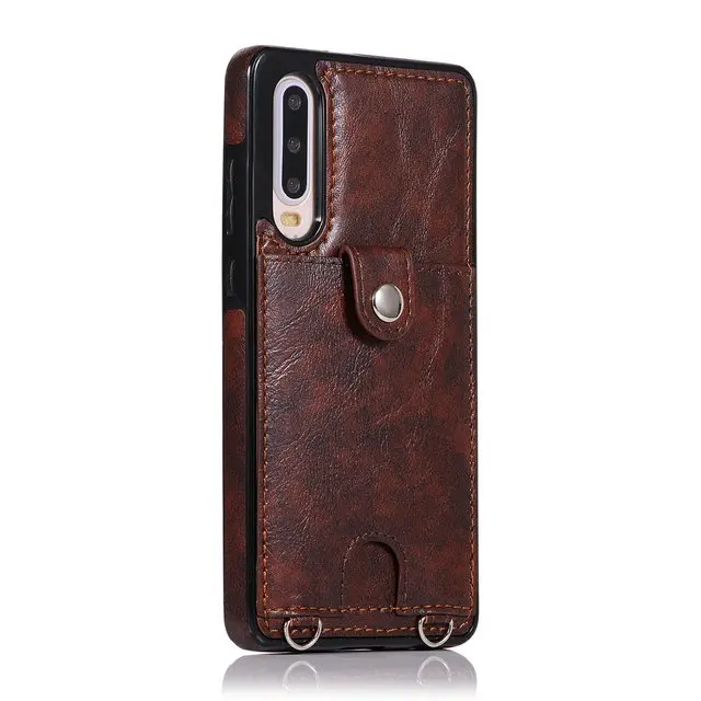 Для huawei P30Lite чехол из ТПУ Bumber Funda huawei P30 Pro Чехол из искусственной кожи слот для карт для Funda huawei P30 Lite чехол P 30 противоударный - Цвет: Темно-коричневый