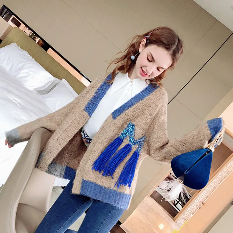 #^Special Price LANMREM 2020 Spring New Stitching Sweater Women's Jacket Loose Sweater Cardigan Outside Shirt YH659 #^Special Price LANMREM 2020 Spring New Stitching Sweater Women's Jacket Loose Sweater Cardigan Outside Shirt YH659