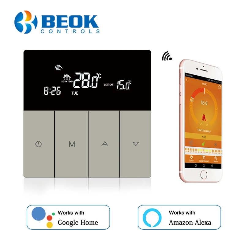 Beok Touch Screen Thermostat Smart Temperature Controller For Gas Boiler Wifi Thermostato App Control Google Home Alexa TGP51