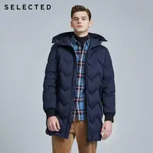 Мужская пуховая куртка средней длины с капюшоном и кулиской на шнурке S | 419412559