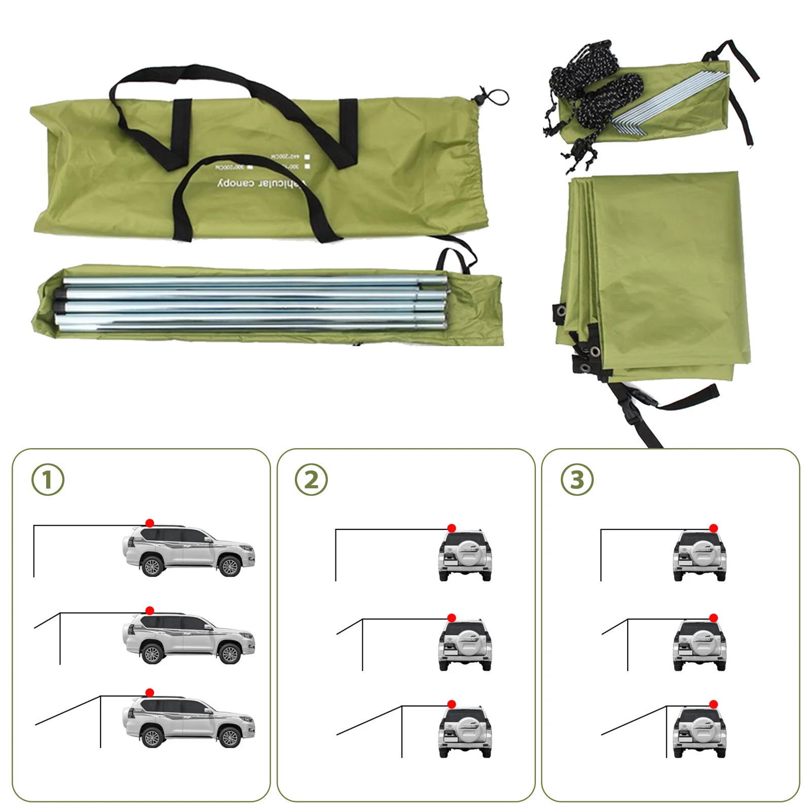 Car Rooftop Tent 150/200/440CM Car Camping Shelter Shade Portable Roof Top Tent Awning Waterproof UV SUV Rooftop Rain Canopy Car Accessories