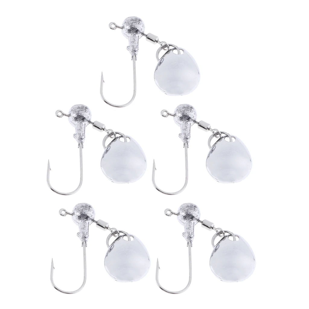 5PCS Jig Head Soft Lure Worms Fishing Bait Barbed Hooks DIY for Saltwater Freshwater Fishing Tackles Pesca