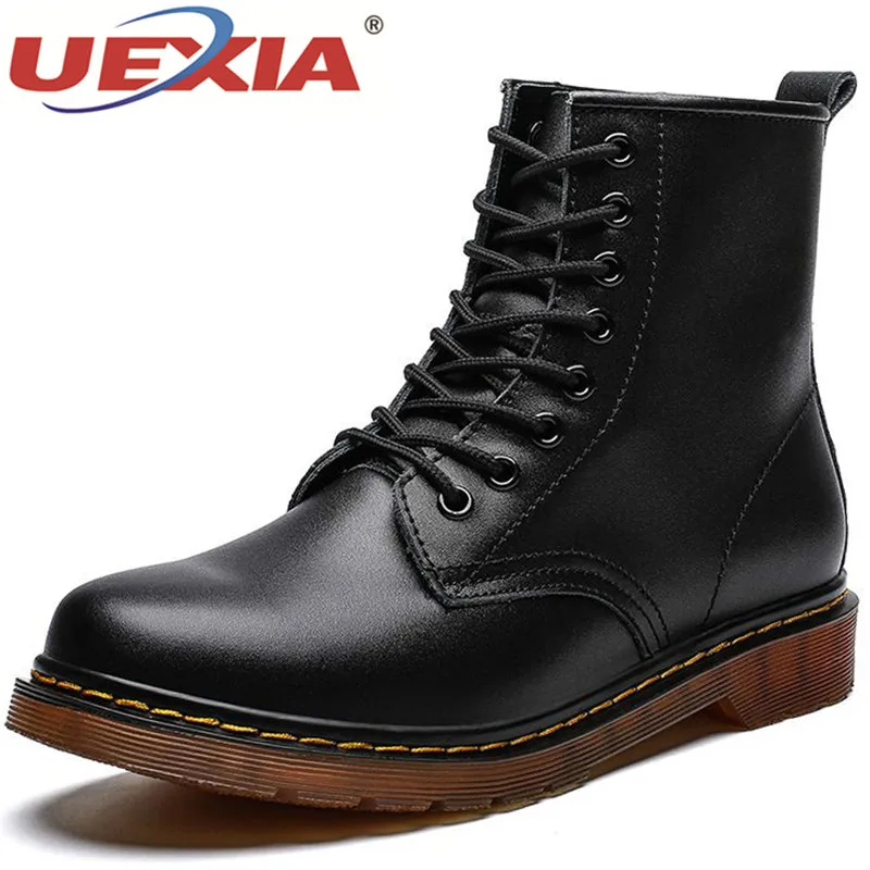 

UEXIA New Men Boots Couple Leather Martin Winter Warm Shoes for Unisex British Vintage High Quality Desert Boots Big Size 35-47