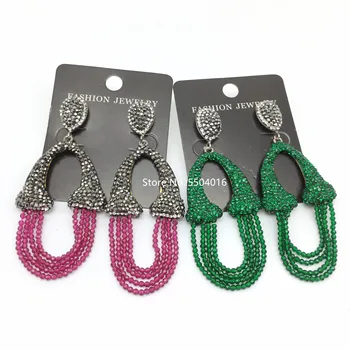 

Female Unique Jewelry Tassel Dangles Earrings Paved Rhinestone Crystal Glass Beads Tassel Drop Earrings Rhinestone Stud Earrings