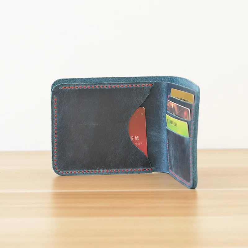Hand Stitching Genuine Leather Wallet for Men Retro Wallet Kleine Portemonnee Leren Wallet Men Genuine Leather Men Wallets