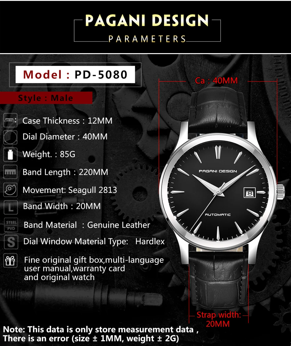 PAGANI Дизайн новые мужские классические механические часы деловые водонепроницаемые часы люксовый бренд из натуральной кожи автоматические часы