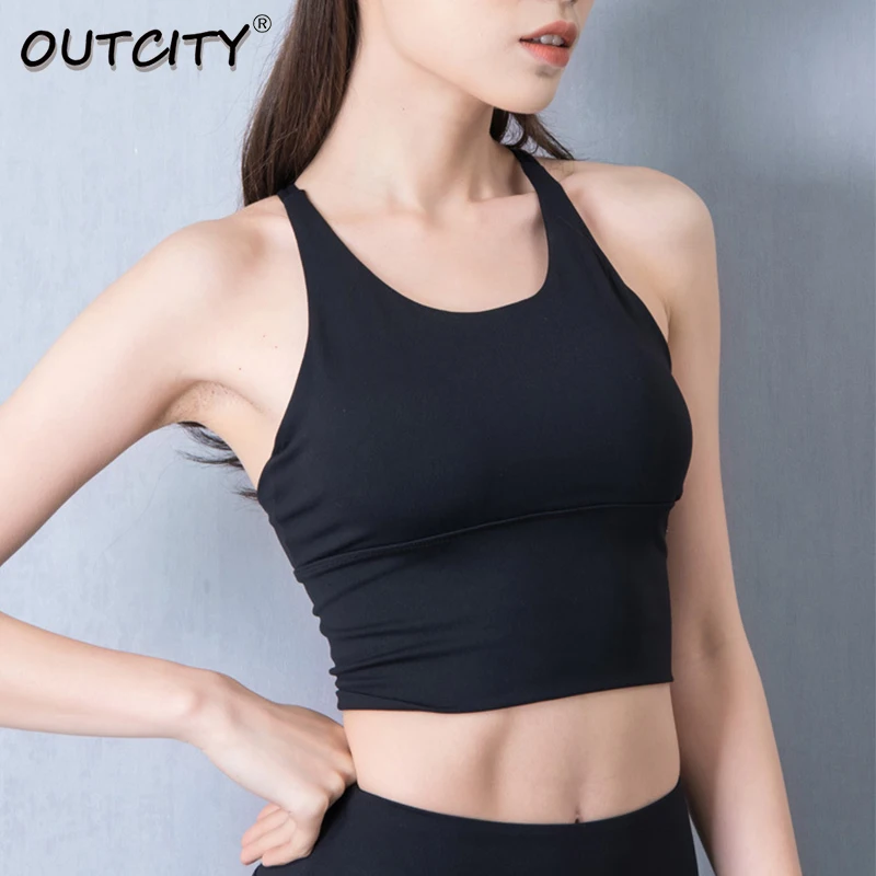 

Sports Bra Yoga Underwear S-xl 2020 Solid Color Thin Shoulder Straps Cross Beautiful Back Sports Underwear Yoga Clothes Female
