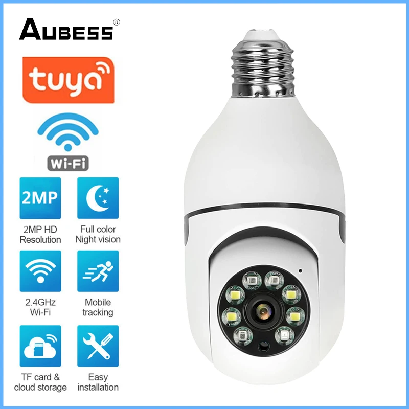 Беспроводная IP-камера Aubess 2 МП лампочка E27 ИК ночное видение автоматическое