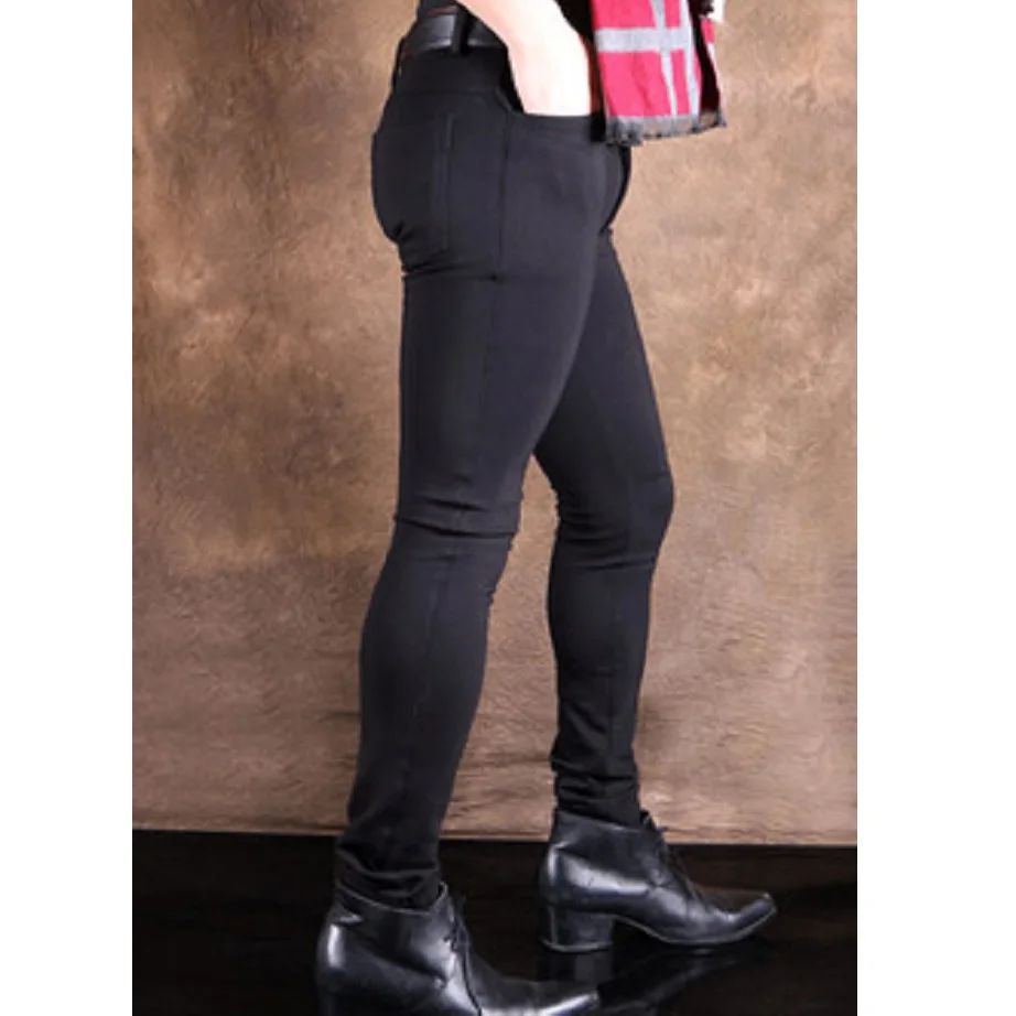 Plus Size Men's Tight Casual Pencil Pants Low Waist Elastic Fabric Package Legs Slim Ankles Skinny Leg Style Trousers Feet Pants