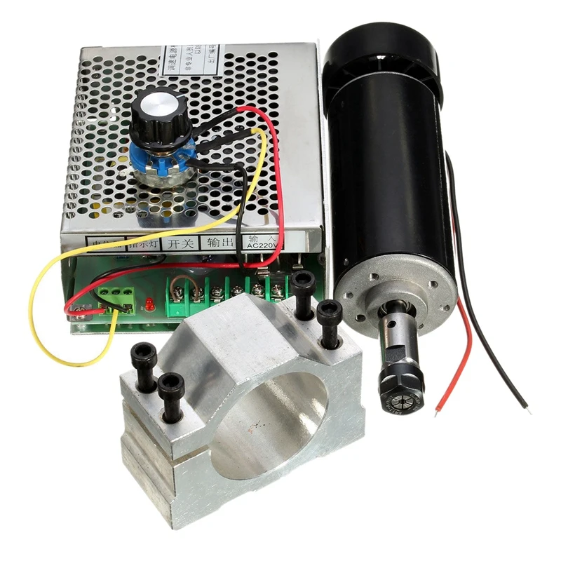 

500W Air Cooled Spindle ER11 CNC Spindle Motor Kit + Adjustable Power Supply 52MM Clamps ER11 Collet Chuck For Engraving Machine