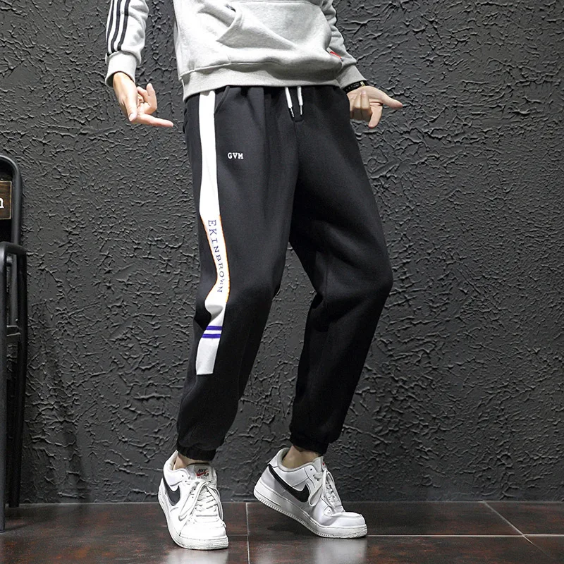 

Large Size Brushed And Thick Japanese-style Contrast Color Harem Pants Fitness Sports Sweatpants Large Size Trousers Casual Pant