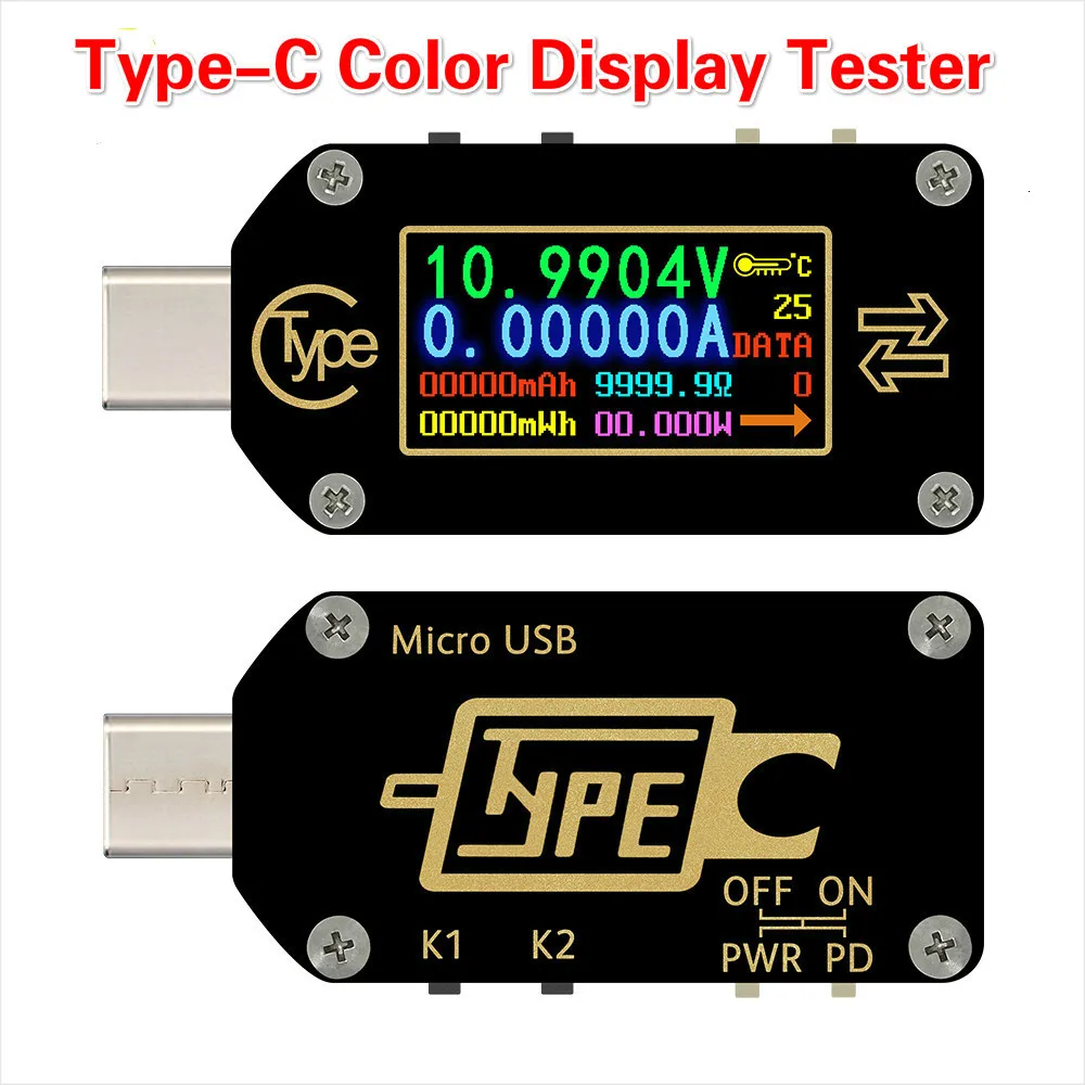 Тип-C PD триггер USB-C Вольтметр Амперметр постоянного тока Напряжение 2 way измеритель величины тока мультиметр PD солнечное зарядное устройство USB тестер TC66/TC66C