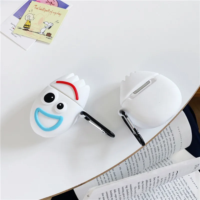 Забавный forky чехол для bluetooth-гарнитуры для apple airpods, чехол, беспроводные наушники с милым мультяшным рисунком, мягкая силиконовая коробка для наушников