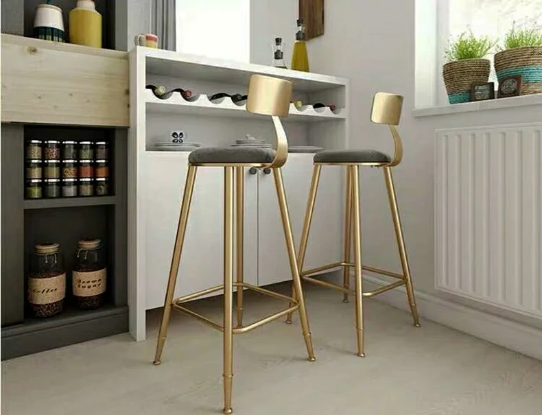 Кованый барный стул в скандинавском стиле, современный минималистичный домашний стул с спинкой, креативный обеденный стул, высокий стул для ресторана, стул для кафе-бара