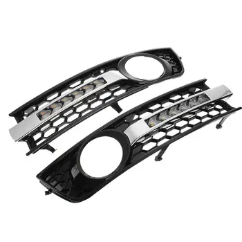 

Car Front Flowing LED MESH Fog Light Grille Cover Plating Mesh Grille Yellow Flowing Turn Signal Lamp For Audi A4 B6 2001-2005