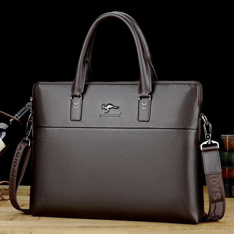 

2019 New Style Men's Bag Zipper Large-Volume MEN'S Handbag Soft Leather Cross Business Briefcase Customizable