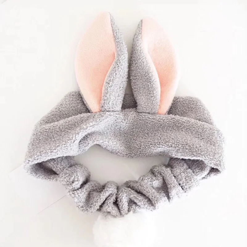 

Women Cute Rabbit Ears Headbands Sweet Lovely Headband With Rabbit Tail Plush Ball Stereoscopic Plush Wash Hairband Scrunchie
