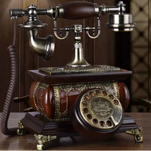 Teléfono vintage giratorio para el hogar, madera maciza, a la moda
