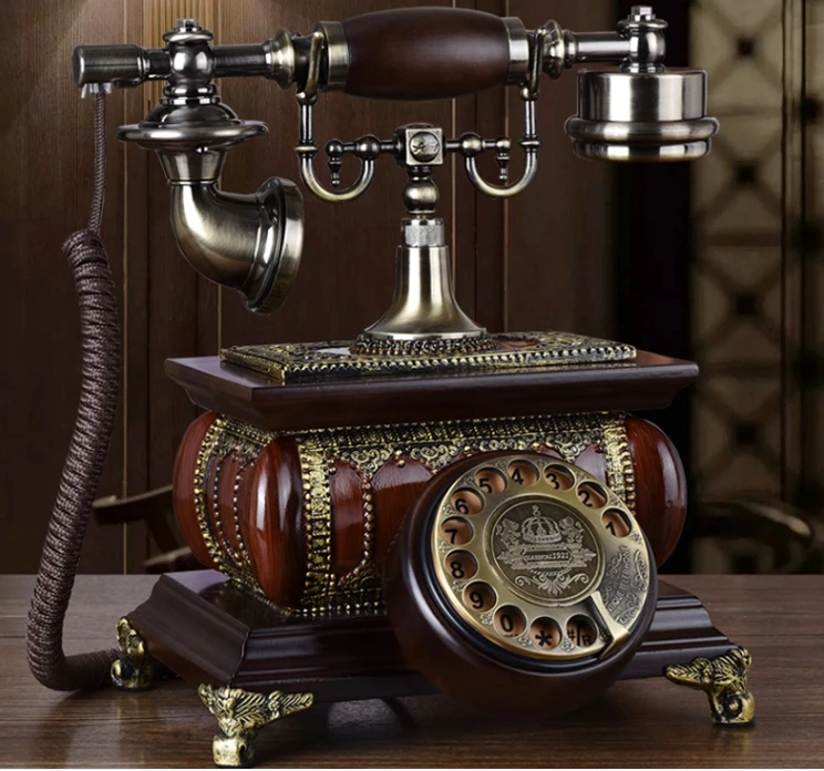 Solid wood Antique telephone vintage old fashioned Rotate the number plate  phone 117A