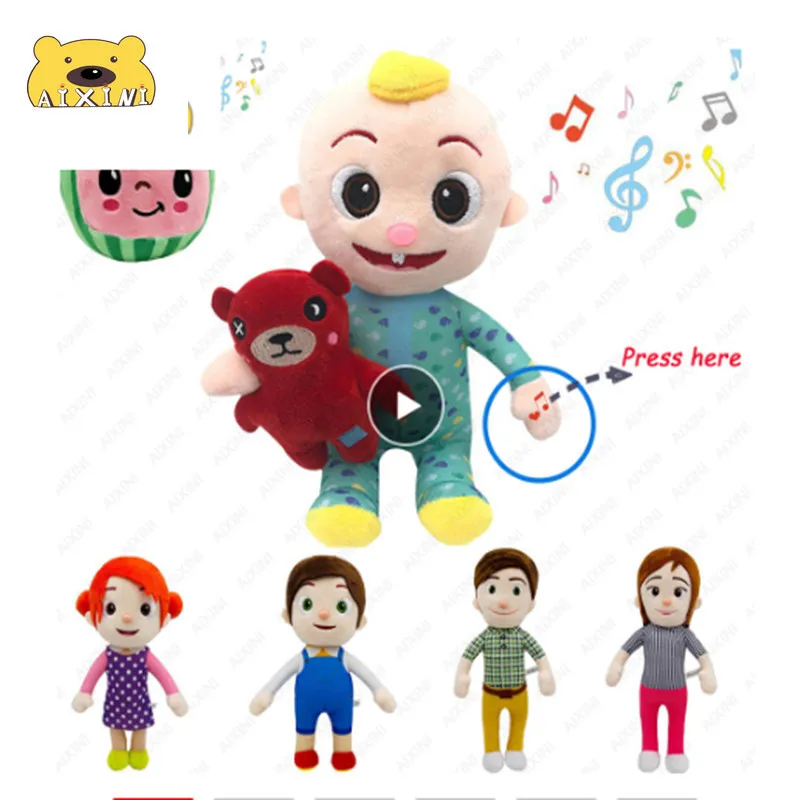 JJ Cocomelon Jj-muñeco de felpa para niños, muñeco musical de felpa, regalo familiar para niños, Anime Plushie