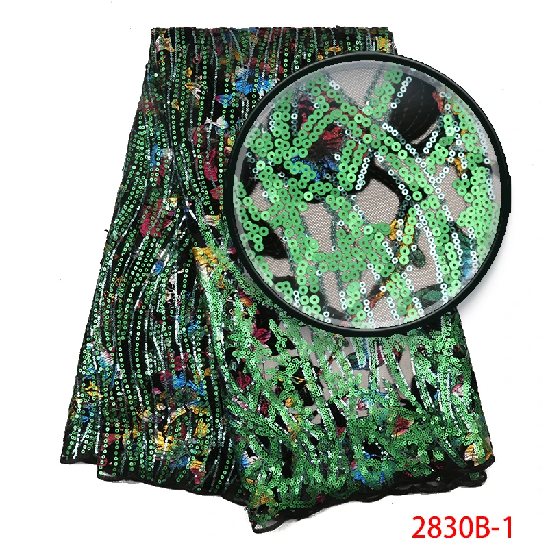 Sequence Lace Fabric French Laces Fabrics High Quality Tulle French Nigerian Lace Applique Dress African Sequins 5yard QF2830B