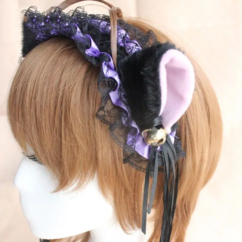 Cosplay&ware Women Ruffles Lace Headband Plush Cat Ears Ribbon Golden Bell Tassels Decor Lolita Cosplay Hair Hoop Lovely Pointed Fluffy -Zentai shop online Hb50f4e8bd3f3431b8df9d81aeb3a6b85X.jpg