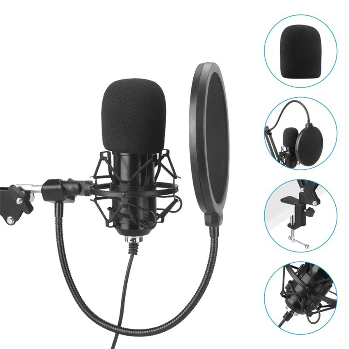 

New USB Microphone Plug-N-Play Sound Recording Condenser Microphones With Filter For Live Broadcasting Net Meeting Dropshipping