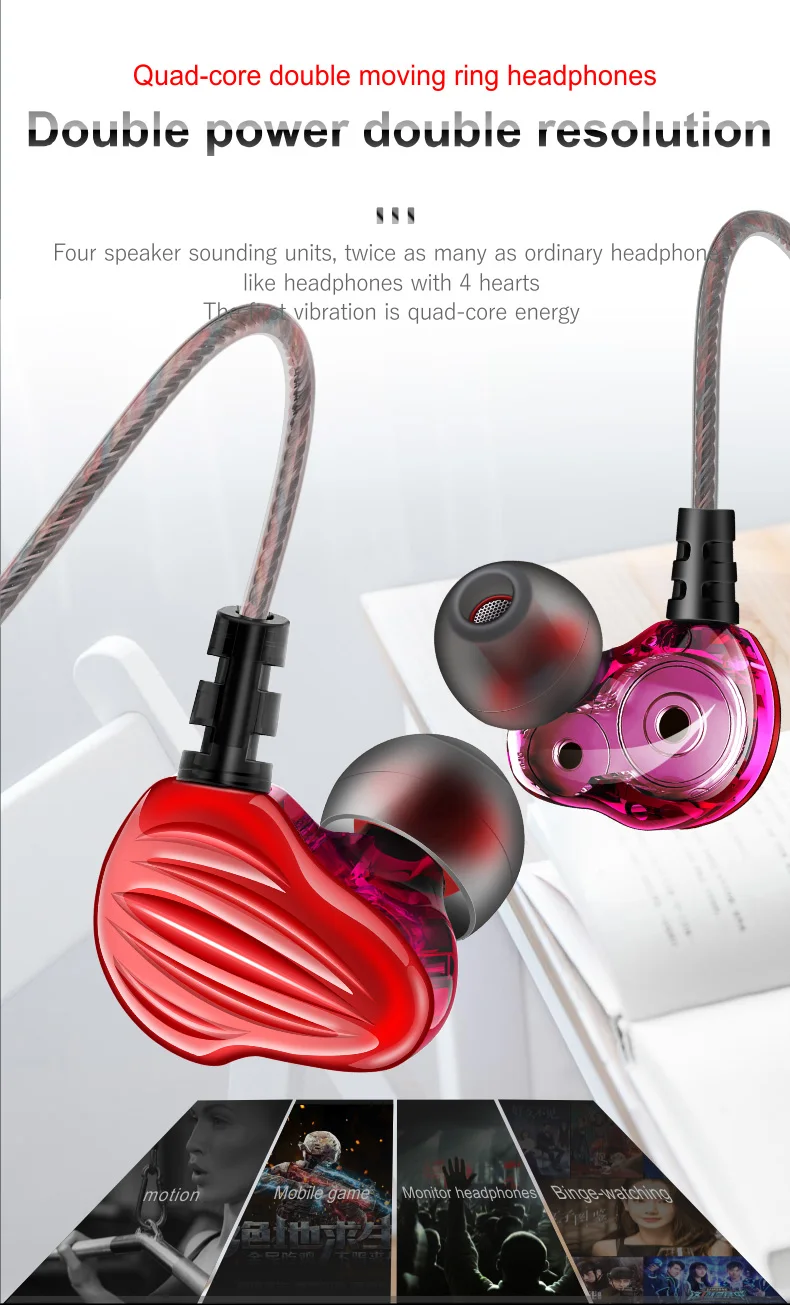 CK4 New Super Bass Sport Wired Earphones Stereo Earbuds Headsets with Mic for Mobile Phone MP3 MP4 3 5mm Interface 