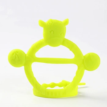 

Ergonomics Baby Teether Feeding Cartoon Animal Chew Toys Dental Care Food Grade Silicone Hand Grip Portable Teething Nursing