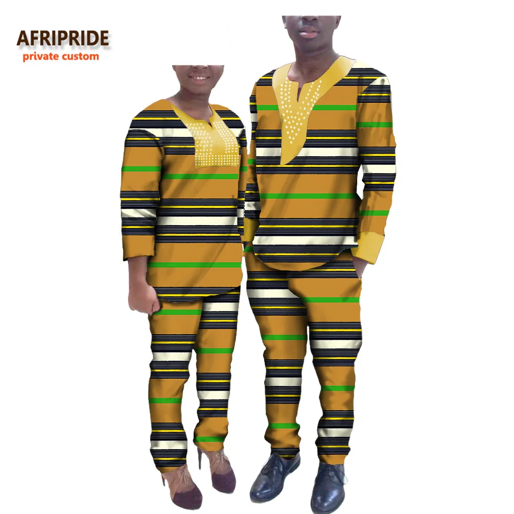 Осенняя одежда для пары, AFRIPRIDE, индивидуальный заказ, наручные рукава+ брюки длиной до щиколотки, костюм для пары, бриллианты на груди, A72C01