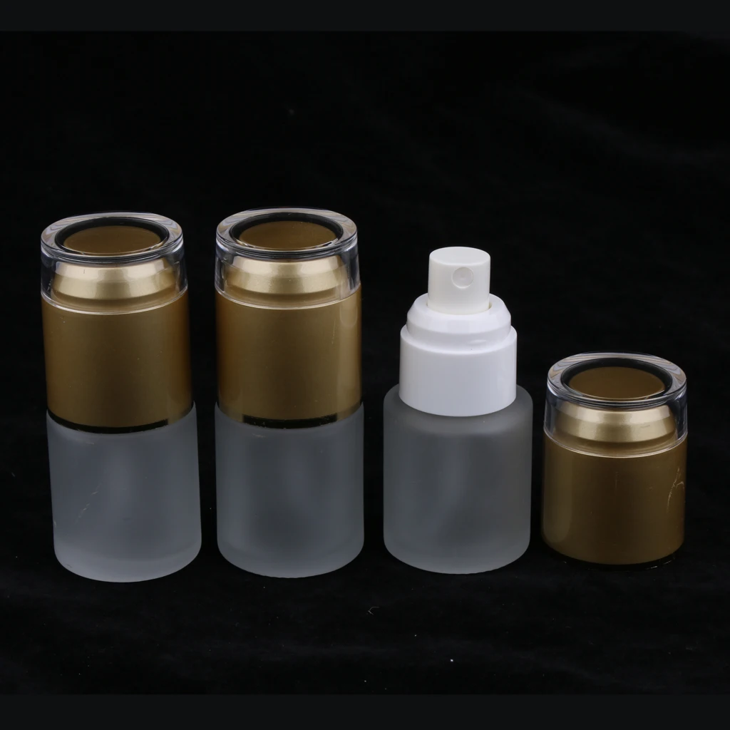 3 Pcs 20ml Empty Airless Lotion Cream Pump Glass Container,  Cosmetic Bottle Dispenser, Travel Containers