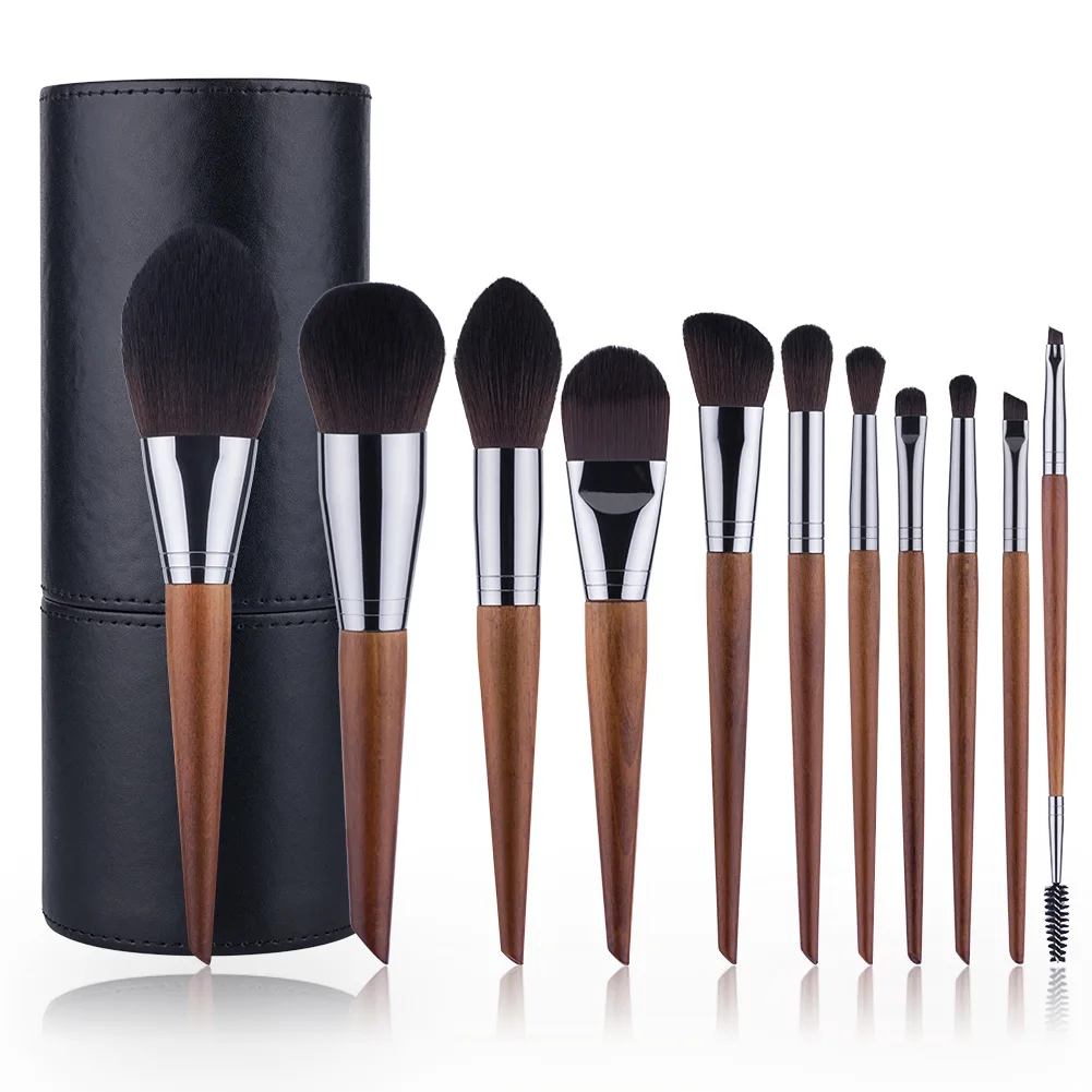 

Cross Border for 11 Logs Inclined Tail Makeup Brush Copper Pipe Multi-functional Makeup Brush Set Beauty Tool