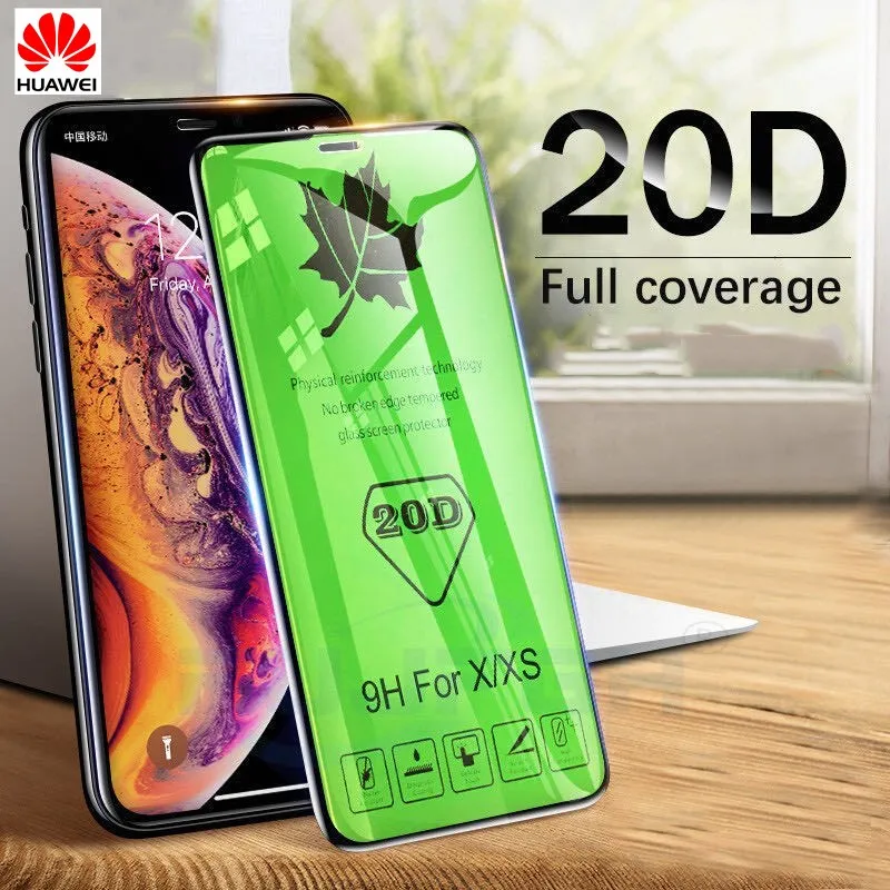 

20D Curved Edge Full Cover Glass Huawei P40 Lite Y6Pro 2019 Nova 5 6 7 6Se 7Se Honor Play 3 Mobile phone protective Front Film