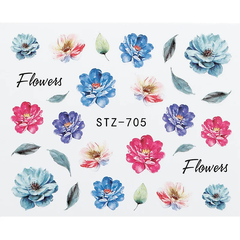 1 шт ногтей воды палочка цветок красочный дизайн украшения наклейки Советы - Цвет: STZ-705